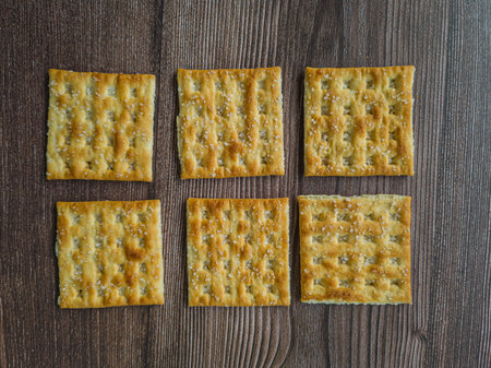 Savory cracker biscuits sprinkled with sugar