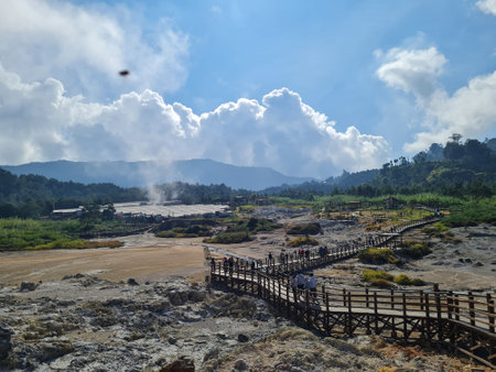 Beautiful mountain landscape with blue skyの写真素材