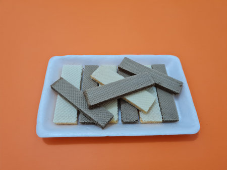 Snacks are wafers that are layered in a container