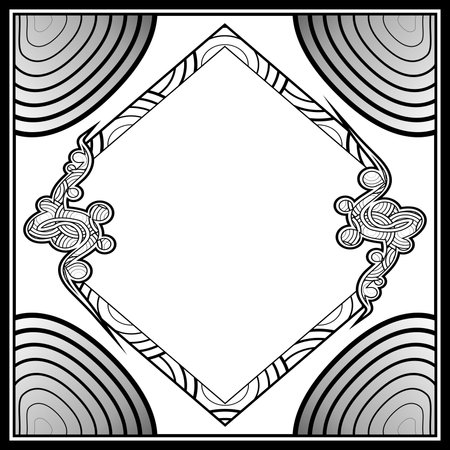 Abstract frame with black and white pattern on white backgroundのイラスト素材