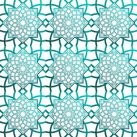 Blue turquoise seamless textured pattern Islamic backgroundのイラスト素材