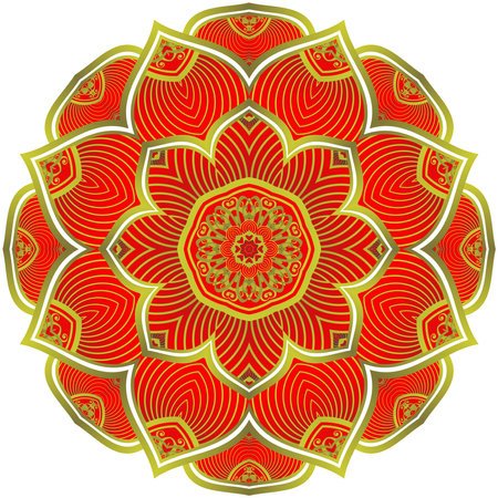 Mandala. Ethnic decorative element. Hand drawn backdrop. Islam, Arabic, Indian, ottoman motifs.のイラスト素材