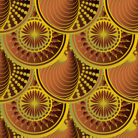 Seamless textured abstract background in dark brown and golden yellow colorsのイラスト素材