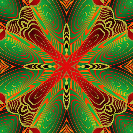 Abstract background with beautiful seamless textured green red and golden yellow linesのイラスト素材