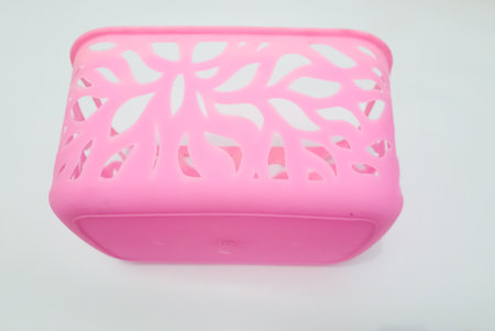 Pink containers with a white background can be used as food or other containersの写真素材