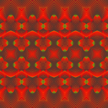Seamless abstract pattern, symmetrical, intricate and colorful.