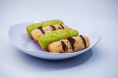 Thai dessert made from glutinous rice flour and coconut milk.の写真素材