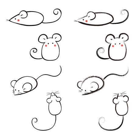 Mouse illustration setのイラスト素材