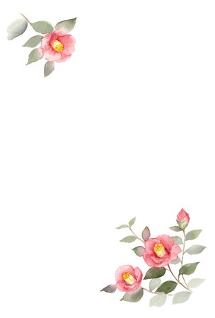 Camellia Illustration Postcard Templateのイラスト素材