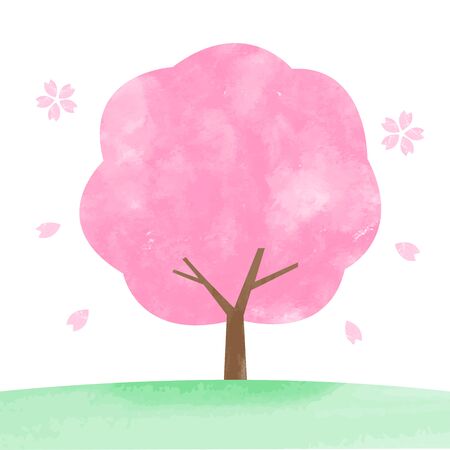 Watercolor illustration of cherry treeのイラスト素材