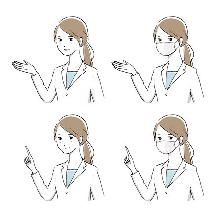 Women's Illustration Set in White Suit.のイラスト素材