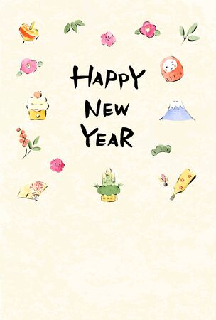 New Year's Card Template Happy New Yearのイラスト素材