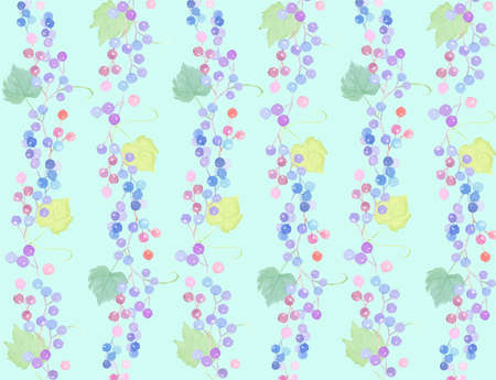 Watercolor illustration of grape pattern.のイラスト素材
