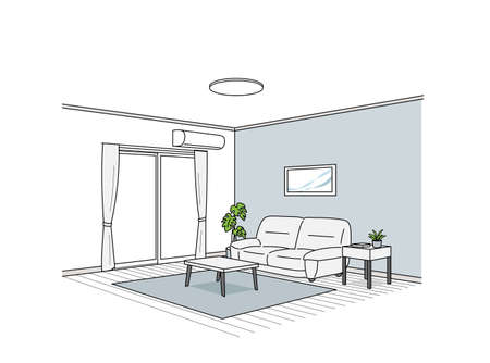 Grayish and simple room illustrationのイラスト素材