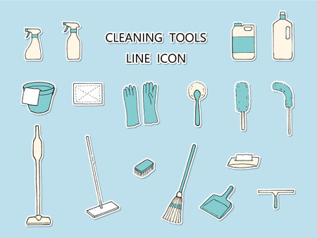 Cleaning item icon setのイラスト素材