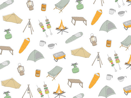 Camping item background patternのイラスト素材