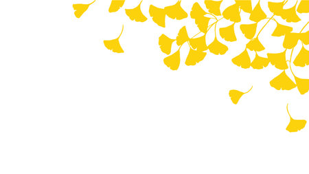 Ginkgo leaves silhouette vector illustrationのイラスト素材