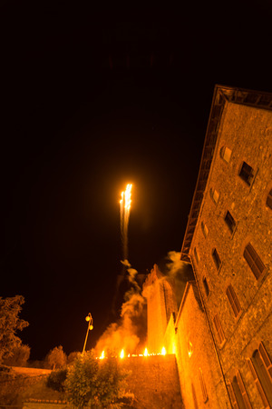 Fire at Passignano Castleの写真素材