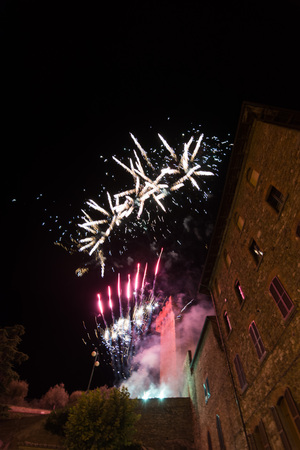 Fire at Passignano Castleの写真素材