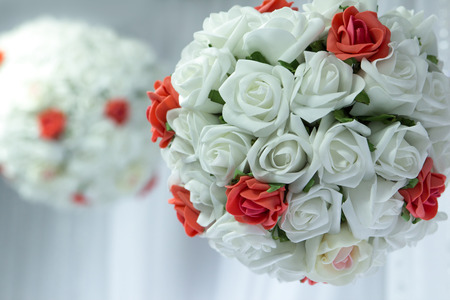 Bridal bouquet of flowers in the shape of layerの写真素材
