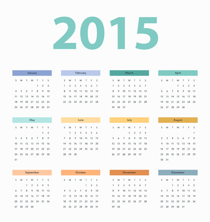 Simple european 2015 year vector calendar, templateのイラスト素材