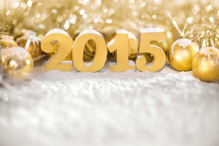 2015 year, golden numbers on the golden backgroundの写真素材