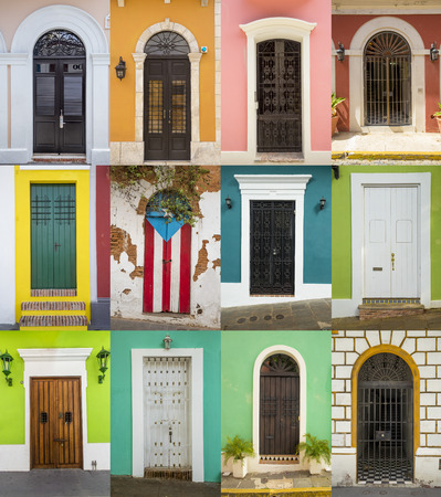 Doors of houses in San Juan, Puerto Ricoの写真素材