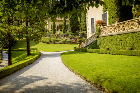 Garden of Villa del Balbianello in Lenno at Como Lakeのeditorial素材