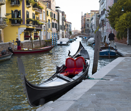 Traditional gondola boat in Venice, Italyの写真素材