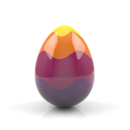Colorful Easter egg isolated on white background - 3D renderingの写真素材