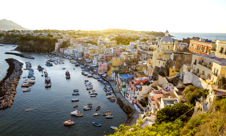 Corricella village on Procida island, Italyの写真素材