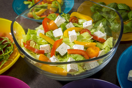 Ceasar salad and its ingredientsの写真素材
