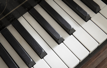 Keyboard of antique pianoの写真素材