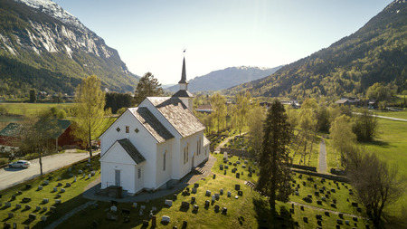 Old wooden catholic church in Norwayの写真素材