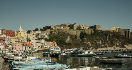 Corricella village on Procida Island in Italyのeditorial素材