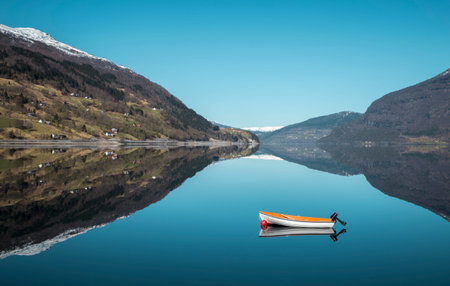 Panorama of idyllic norwegian natureの写真素材