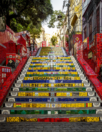 Escadaria Selaron - stairway in Lapa district in Rio de Janeiro, Brazilの写真素材