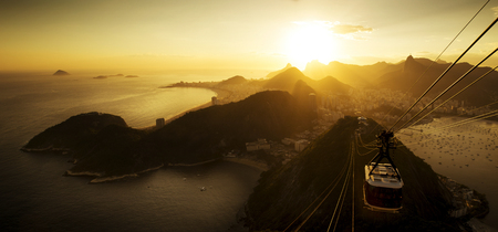 Aerial View of Rio de Janeiro from the Sugarloaf Mountain by Sunset, Brazilの写真素材