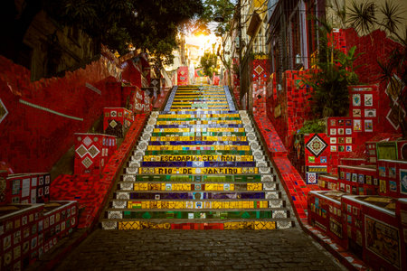 RIO DE JANEIRO - DECEMBER 15, 2017: Colorful Escadaria Selaron created by Chilean artist Jorge Selaron in Rio de Janeiro, Brazilのeditorial素材