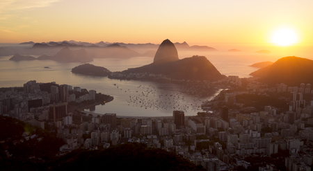 Panorama of Rio de Janeiro city and Sugarloaf mountain, Brazilの写真素材