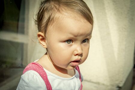 Close up of cute baby faceの写真素材