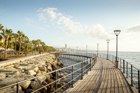Panorama of promenade in Limassol city, Cyprusの写真素材