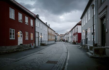 Street of old town in Trondheim, Norwayの写真素材