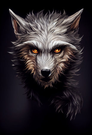 Concept art illustration portrait of werewolf