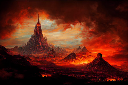 Concept art illustration of Mordor land