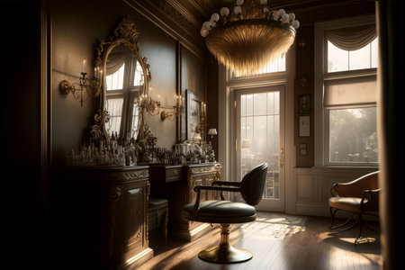 Generative AI illustration of luxury hair salon interior designの素材