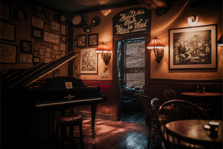 Generative AI illustration of jazz club interiorの素材