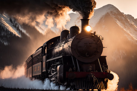 Generative AI illustration of old steam trainの素材