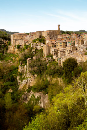 Sorano town in Tuscany, Italy