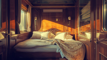 Interior of luxury suite in vintage trainの素材